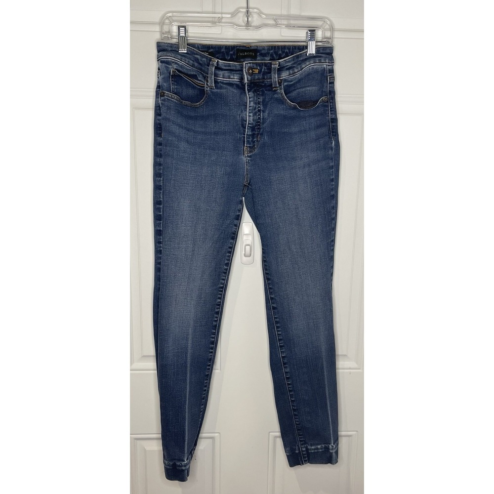 Talbots Women's 6 Straight Leg Jeans 5-Pocket Blue Dark Medium Wash Stretch